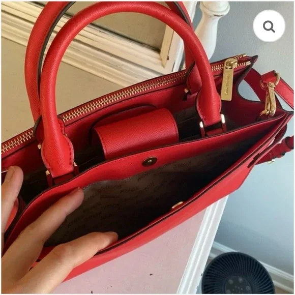 MICHAEL KORS KARLA SATCHEL RED PURSE